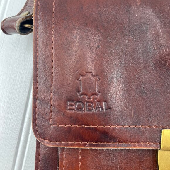 EQBAL Vintage Leather Crossbody Messenger Handbag Brown - Picture 3 of 4